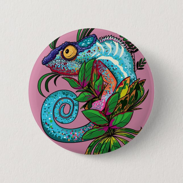Badge Rond 5 Cm Chameleon arc-en-ciel (Devant)