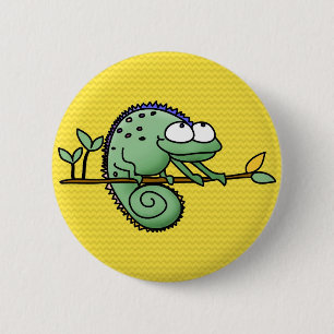 Badge Rond 5 Cm Chameleon Cartoon Lizard Cute