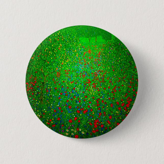 Badge Rond 5 Cm Champ de pavot Gustav Klimt (Devant)