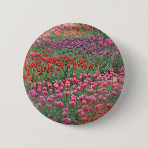 Badge Rond 5 Cm Champ De Tulipes