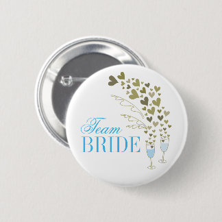 Badge Rond 5 Cm Champagne bleu Cheers & Coeurs Team Bride Mariage