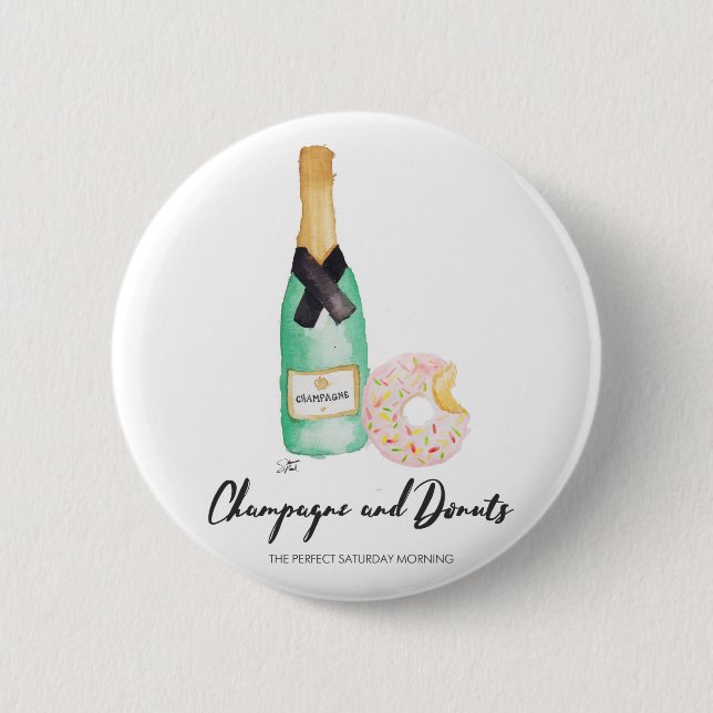 Badge Rond 5 Cm Champagne et bouton d'aquarelle de butées toriques (Devant)
