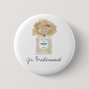 Badge Rond 5 Cm Champagne Peonies & Parfums Jr. Bridesmaid