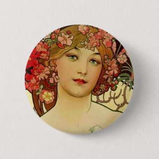 Badge Rond 5 Cm Champagne Woman 1897 - F. Champenois Imprimeur