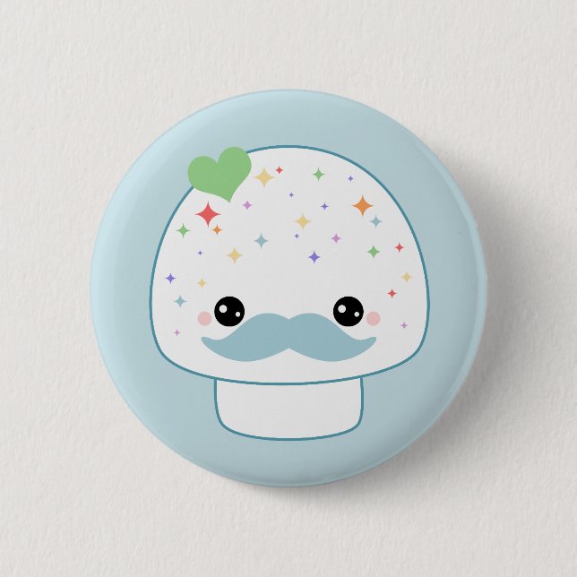 Badge Rond 5 Cm Champignon de moustache (Devant)