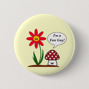 Badge Rond 5 Cm Champignon drôle de Kawaii