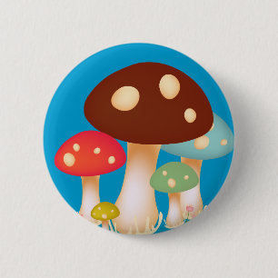 Badge Rond 5 Cm Champignons