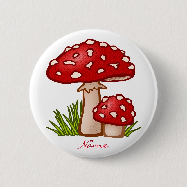 Badge Rond 5 Cm Champignons Amanita Rouge Thunder_Cove (Devant)