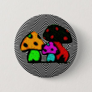 Badge Rond 5 Cm champignons d'amusement