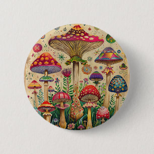 Badge Rond 5 Cm Champignons de contes Fairytale