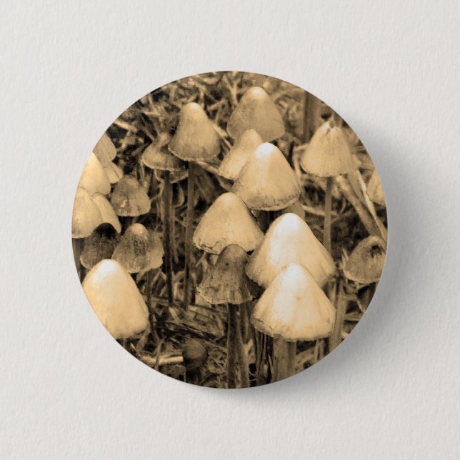Badge Rond 5 Cm Champignons en Sepia (Devant)