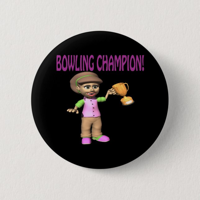 Badge Rond 5 Cm Champion de bowling de femme (Devant)