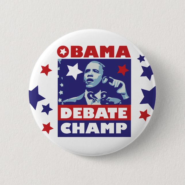 Badge Rond 5 Cm Champion de discussion de Barack Obama (Devant)