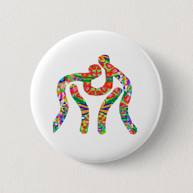 Badge Rond 5 Cm Champion de lutte de lutteur (Devant)