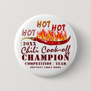 Badge Rond 5 Cm Champion du concours d'équipe rustique Chili Cook