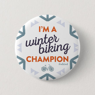 Badge Rond 5 Cm Champion faisant du vélo d'hiver - grand Pin