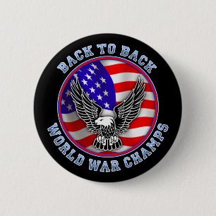 Badge Rond 5 Cm Champions du Monde de Guerre Mondiale Dos à Dos Mé