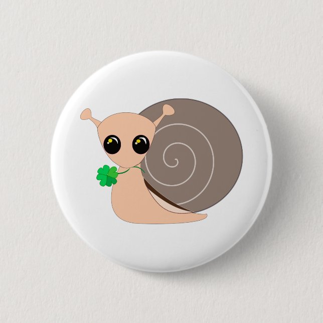 Badge Rond 5 Cm Chance d'escargot avec bouton Clover (Devant)