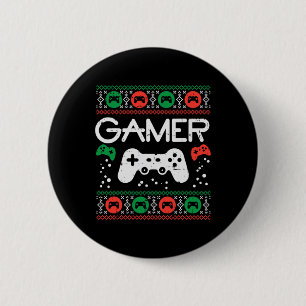 Badge Rond 5 Cm Chandail de Noël moche Retro Jeu Vidéo de Noël Gar