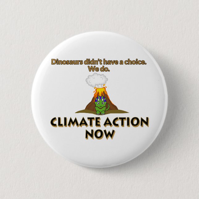 Badge Rond 5 Cm Changement climatique de dinosaure (Devant)