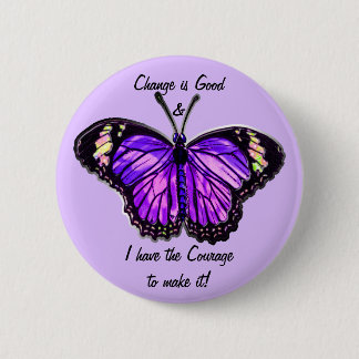 Badge Rond 5 Cm Changez est bon (le bouton pourpre de papillon)