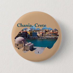 Badge Rond 5 Cm Chania, Crète : Port vénitien