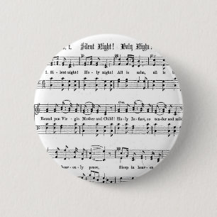 BADGE ROND 5 CM CHANSON SAINTE DE NOËL DE MUSIQUE DE FEUILLE DE