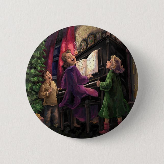Badge Rond 5 Cm Chant de Noël le long (Devant)