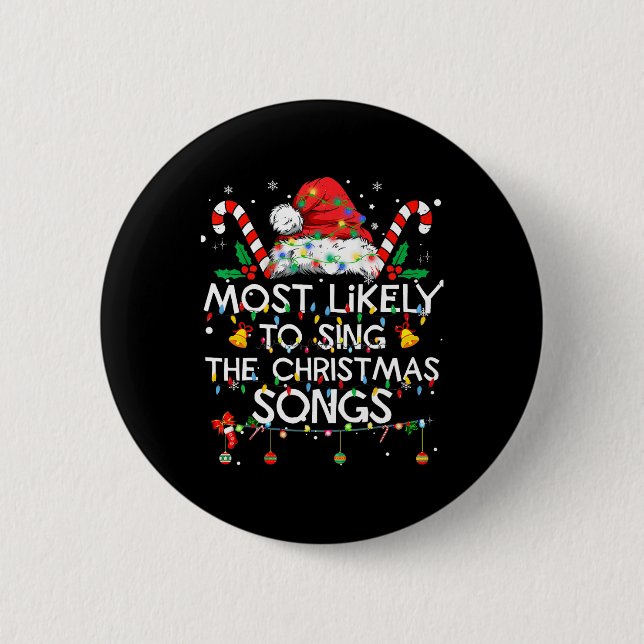Badge Rond 5 Cm Chanter Chansons De Noël Fami De Noël (Devant)