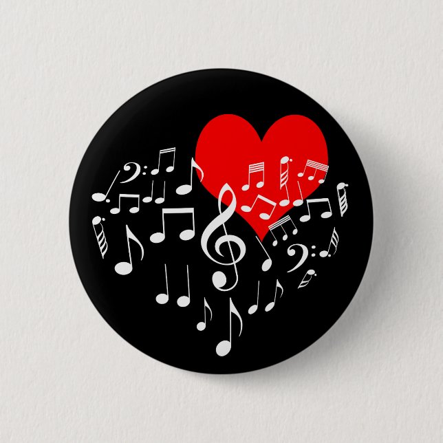 Badge Rond 5 Cm Chanter le coeur d'un noir romantique (Devant)