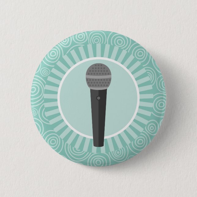 Badge Rond 5 Cm Chanteur Fun Turquoise Swirl (Devant)