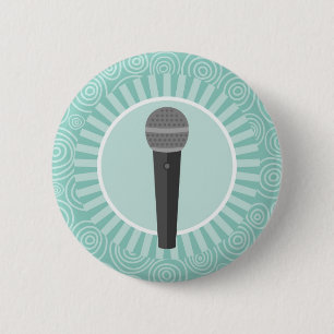 Badge Rond 5 Cm Chanteur Fun Turquoise Swirl