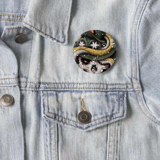 BADGE ROND 5 CM CHAPA REDONDA CALAVERA (En situation)