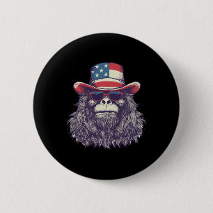 Badge Rond 5 Cm Chapeau Bigfoot Drapeau Américain 4 Juillet Patrio