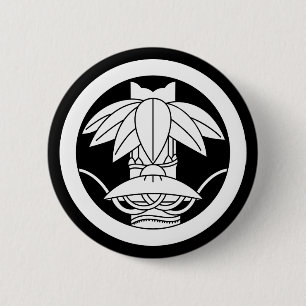 Badge Rond 5 Cm Chapeau de bambou et de jonc en cercle