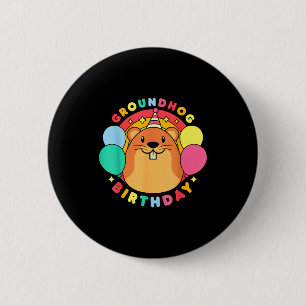 Badge Rond 5 Cm Chapeau de fête d'anniversaire Jour de la marmotte