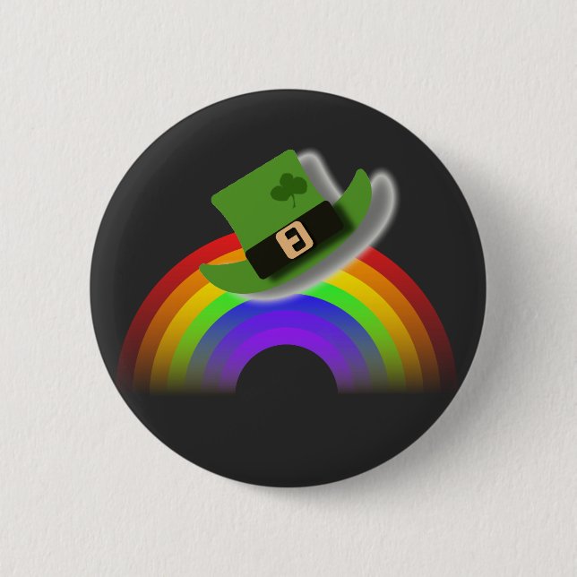 Badge Rond 5 Cm Chapeau de la Saint-Patrick et arc-en-ciel  (Devant)