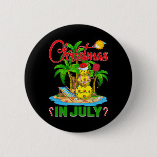 Badge Rond 5 Cm Chapeau de Noël drôle de Santa Pickleball Hawaïen