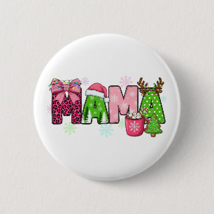 Badge Rond 5 Cm Chapeau de Noël festif de léopard pour Maman Noël