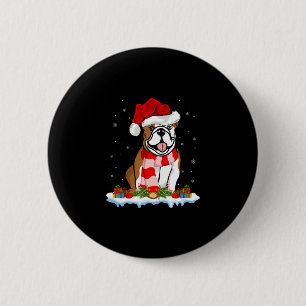 Badge Rond 5 Cm Chapeau de Père Noël avec éclairage de Noël Bouled
