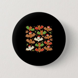 Badge Rond 5 Cm Chapeau de Père Noël Chauve-souris Soky Noël Gâtea