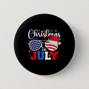 Badge Rond 5 Cm Chapeau de Père Noël de Noël en juillet Lunettes d