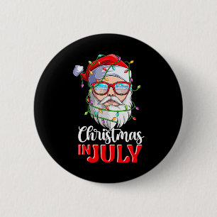 Badge Rond 5 Cm Chapeau de Père Noël de Noël en Juillet Lunettes d
