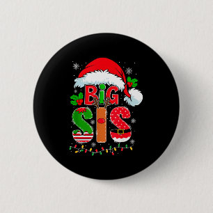 Badge Rond 5 Cm Chapeau de Père Noël Grande Sœur Nouvelle Annonce