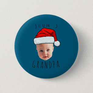 Badge Rond 5 Cm Chapeau de Père Noël visage de bébé Photo de Noël 