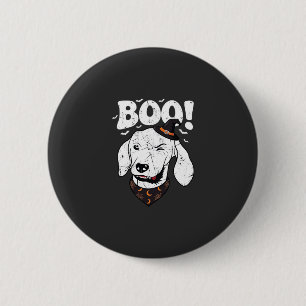 Badge Rond 5 Cm Chapeau de sorcière de chien Halloween Boo Chauves