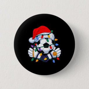 Badge Rond 5 Cm Chapeau de sport de Noël Soccer Xmas Santa Hommes