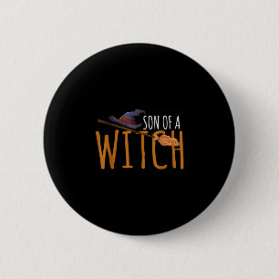 Badge Rond 5 Cm chapeau d'Halloween fils de sorcière
