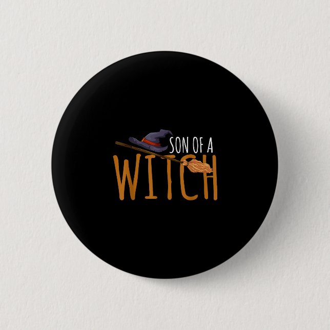 Badge Rond 5 Cm chapeau d'Halloween fils de sorcière  (Devant)