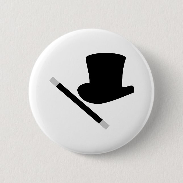 Badge Rond 5 Cm chapeau et baguette magique (Devant)